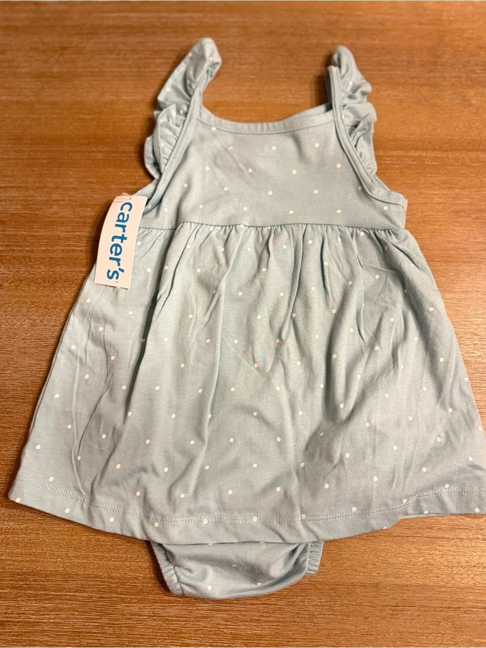 Carter's Light Blue Dress Top with White Polka Dots